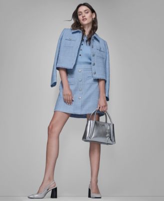 Women's Five-Button Cropped Tweed Jacket