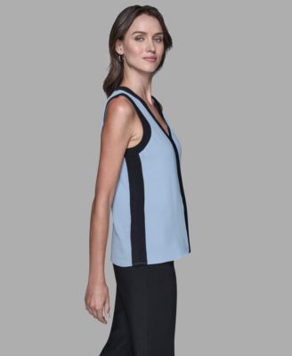 Women's Contrast Sleeveless V-Neck Top