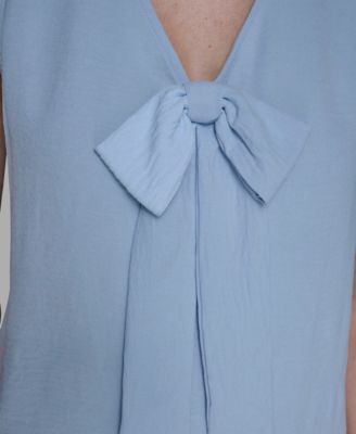 Women's Sleeveless V-Neck Bow Detail Top