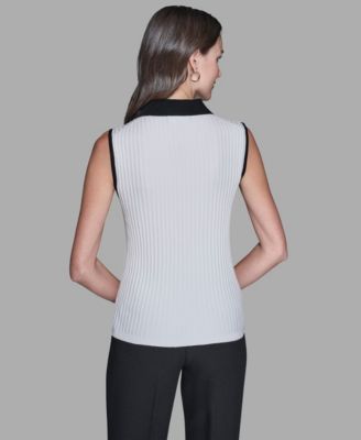 Women's Sleeveless Collared Sweater