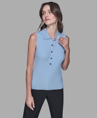 Women's Sleeveless Collared Sweater