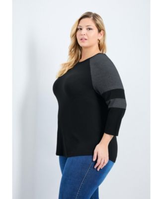 Women's Splice Sleeve Color Top