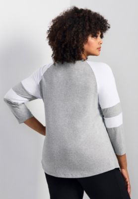 Women's Plus Size Splice Sleeve Color Top