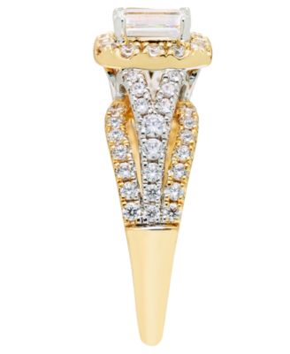 Diamond Emerald Cut Halo Ring (1 ct. t.w.) in 14k Two Tone Gold
