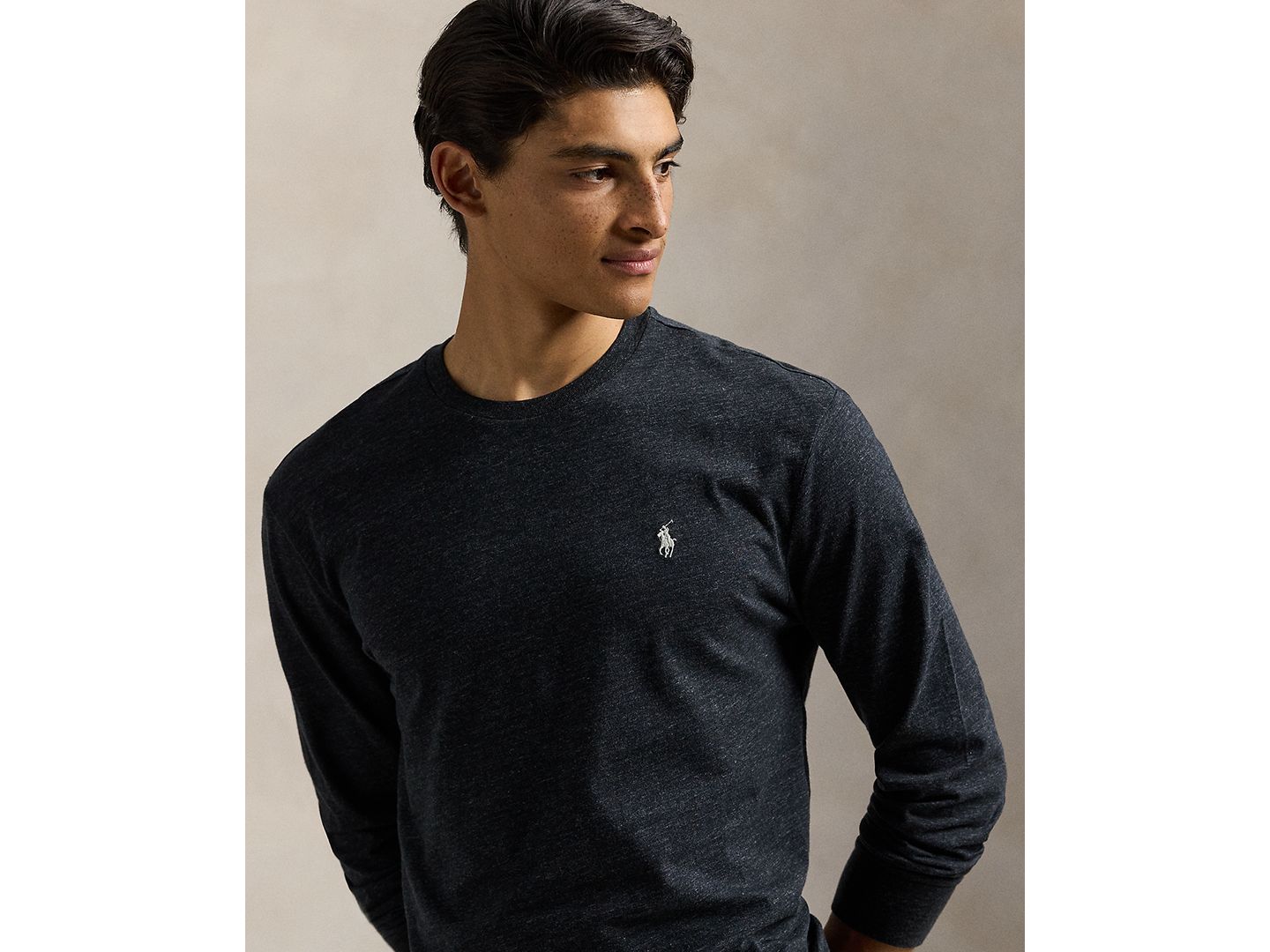 Мужская футболка Polo Ralph Lauren Classic-Fit, цвет: Чёрный меланжевый — фото 3