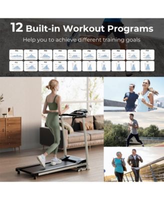 Folding Treadmill with 12 Preset Programs and LCD Display-Black