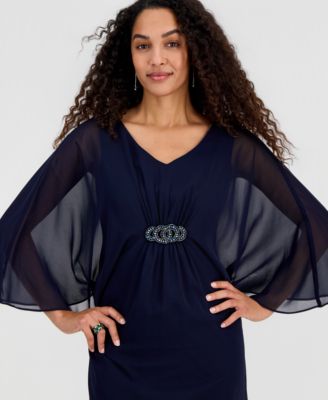 Women's Solid Chiffon Dolman-Sleeve Dress