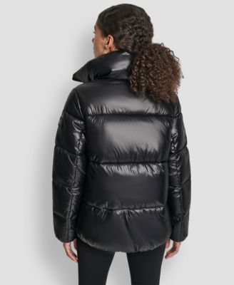 Women's Quilted Puffer Interior Placket Logo Jacket