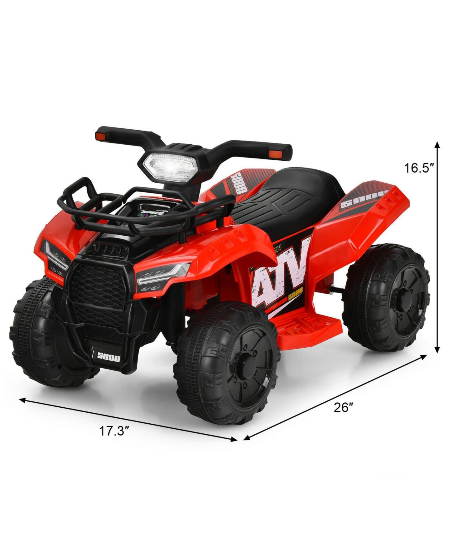 Детская игрушка SUGIFT 6V Quad with LED Headlight & MP3 Electric Ride-On ATV, 44 Lb. Capacity, Ages 18 Months+, цвет: Красный — фото 4