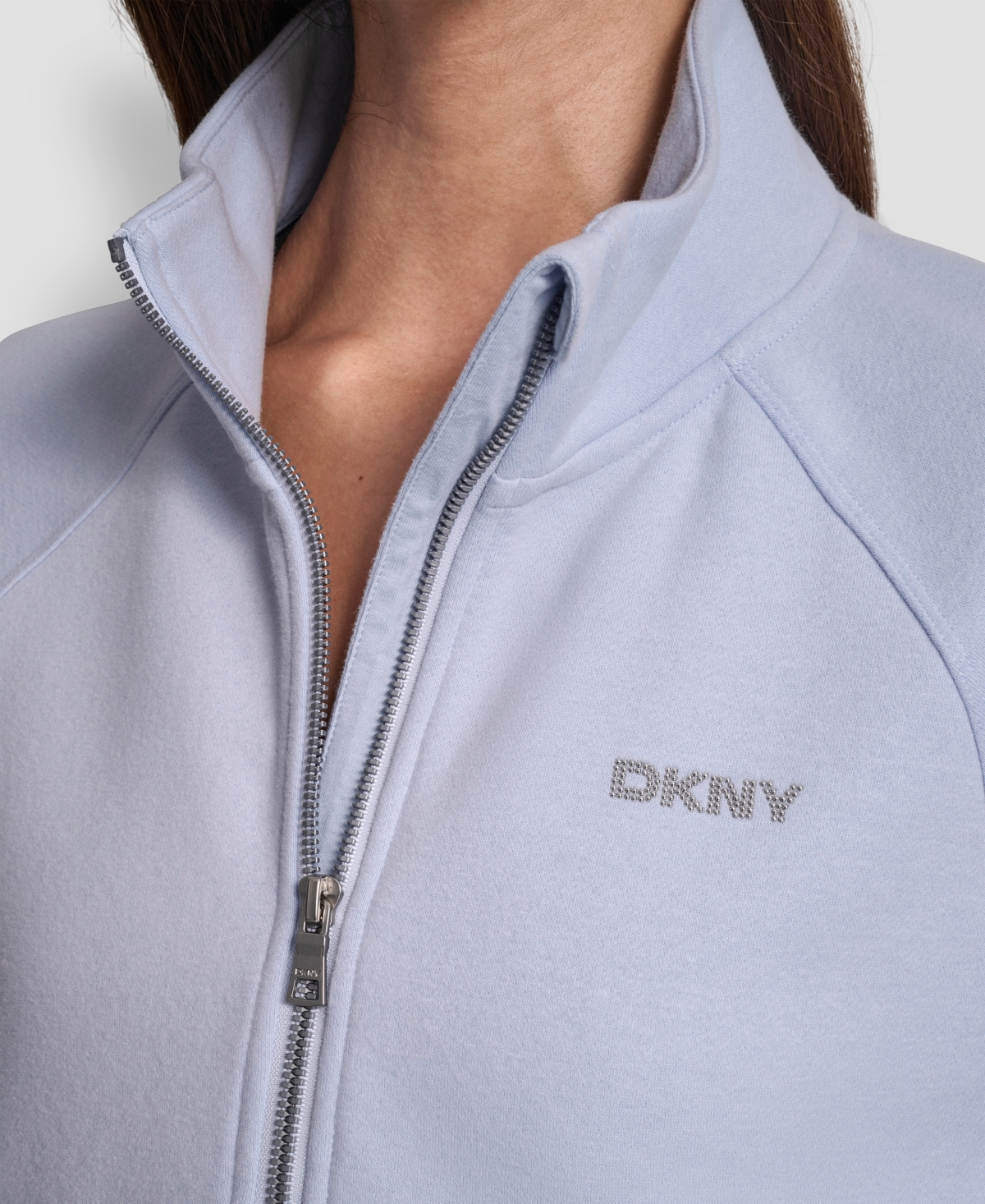 Dkny Sport Women's Studded-logo Half-zip Sweatshirt In Blue