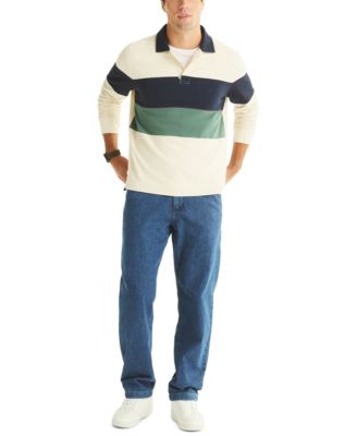 Men's Color-Block Long-Sleeve Rugby Polo Shirt