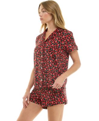 Women's Short-Sleeve Notch Collar and Shorts Set
