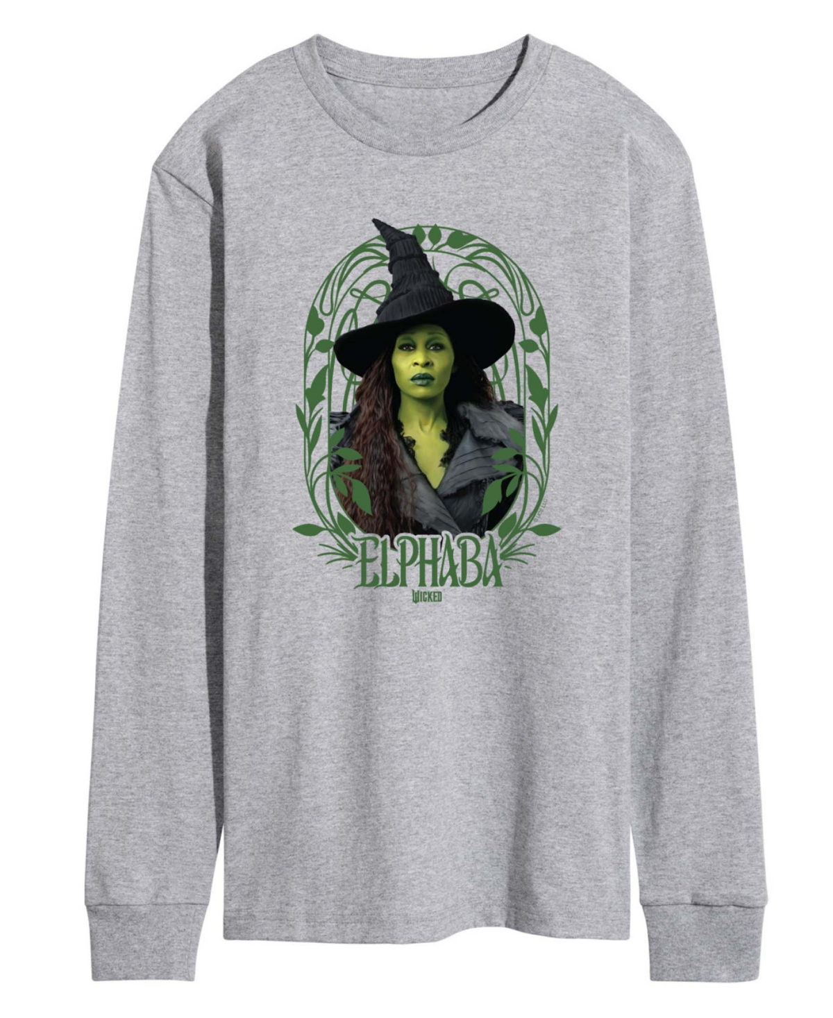Airwaves Men's Wicked Part 2 Art Noveau Frame Elphaba Graphic Printed Long-Sleeve T-Shirt