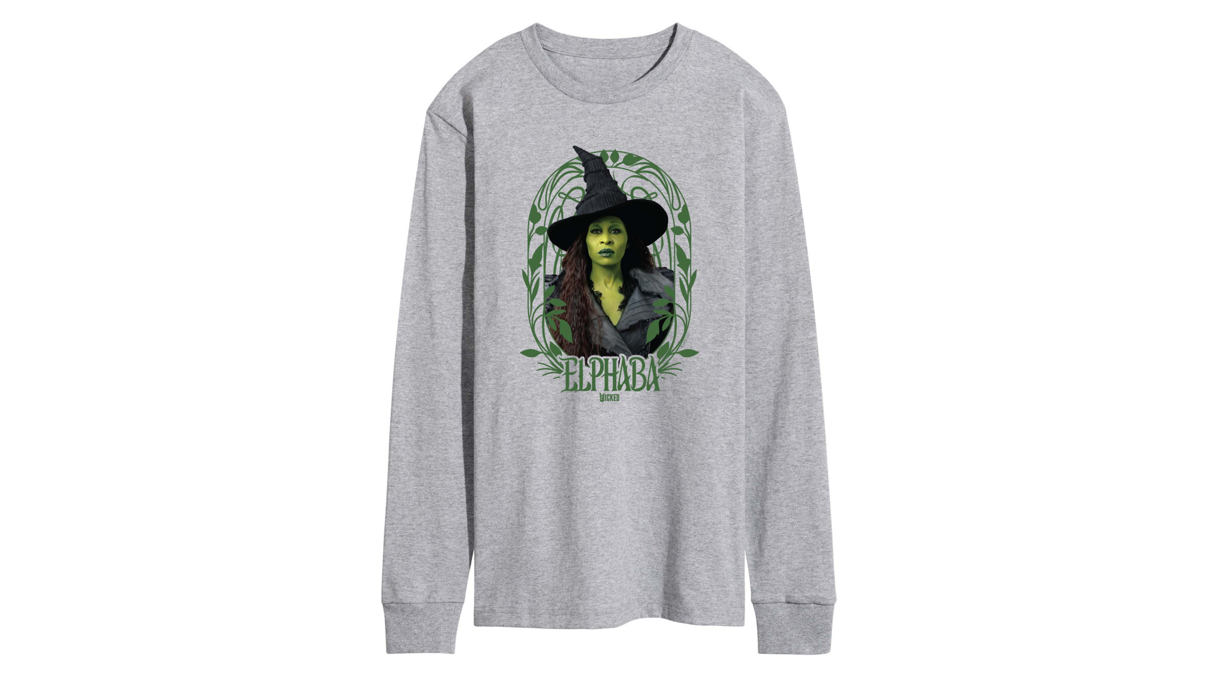 Airwaves Men's Wicked Part 2 Art Noveau Frame Elphaba Graphic Printed Long-Sleeve T-Shirt