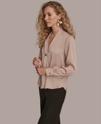 Women's Petite V-Neck with Bar in Scarf Top, Regular & Petites