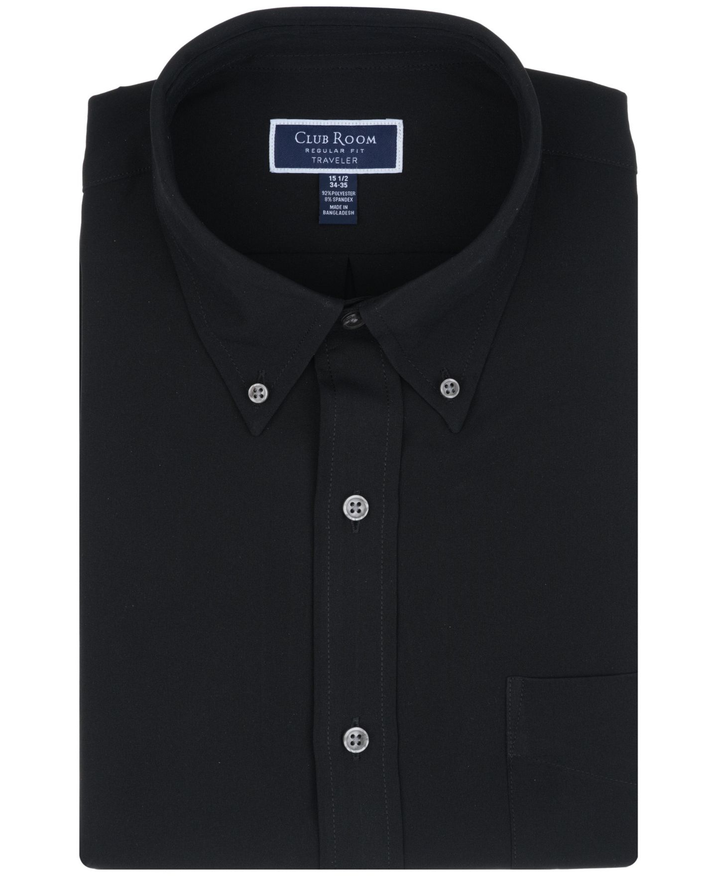 Мужская рубашка Club Room Traveler Dress Shirt, цвет: Чёрный — фото 5