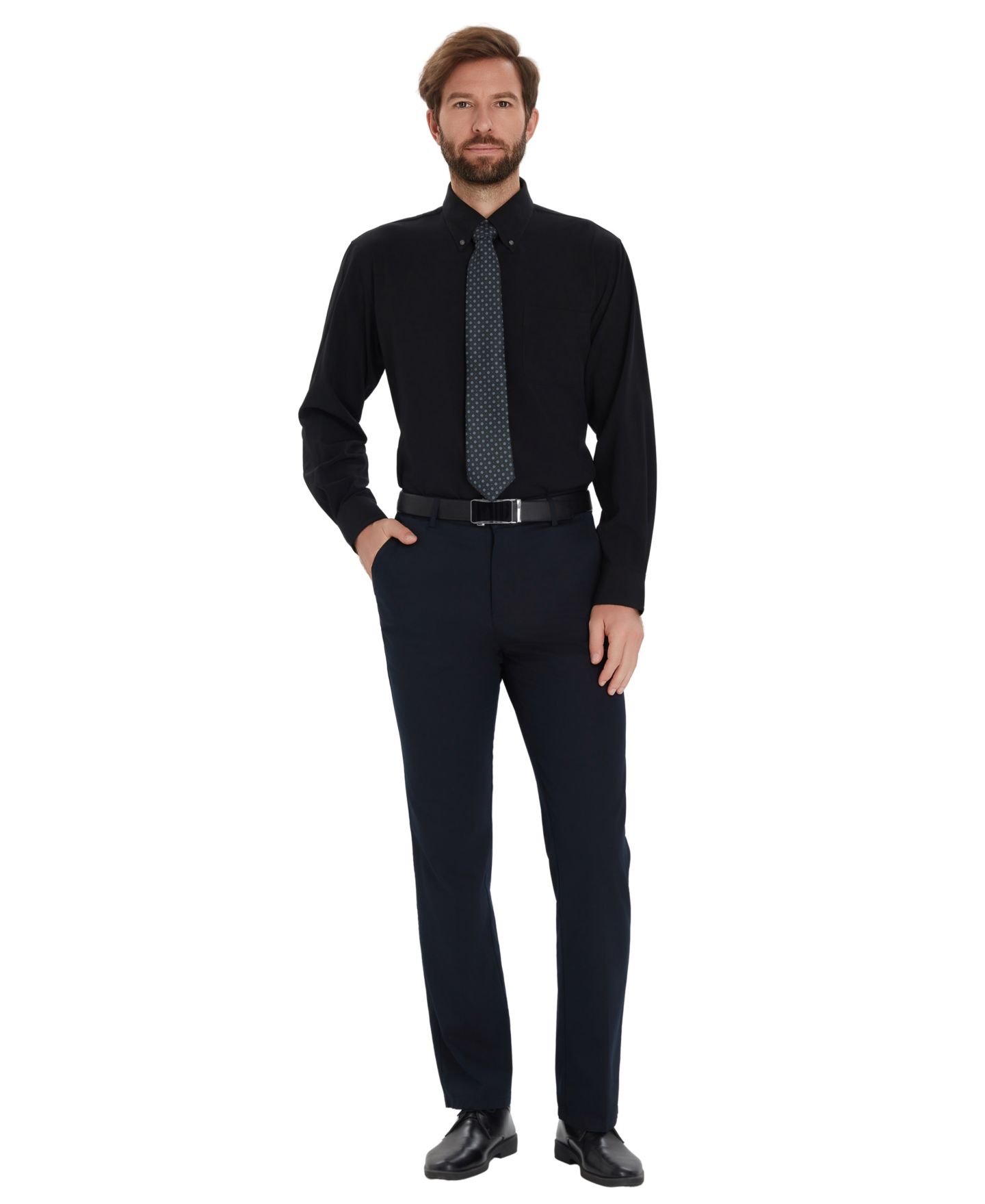 Мужская рубашка Club Room Traveler Dress Shirt, цвет: Чёрный — фото 2