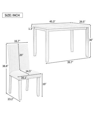 5-Piece Dining Set for 4 with Faux Marble Tabletop and Upholstered Chairs, Elegant Table Set for Kitchen or Dining Room-Maison Boucle
