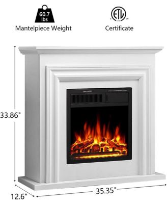 Electric Fireplace Heater Wooden Surround Firebox, Remote Control, Adjustable LED Flame, 750W/1500W Freestanding Fireplace