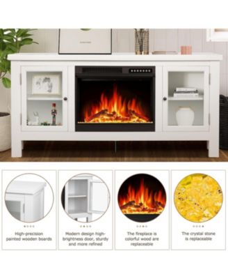 58"  Electric Fireplace with Mantel & Cabinets - 4 Flame Colors & 12 Effects, Remote Control, Overheat Protection for Living Room