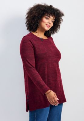 Women's Plus Size Ruby Button Detail Hacci Top