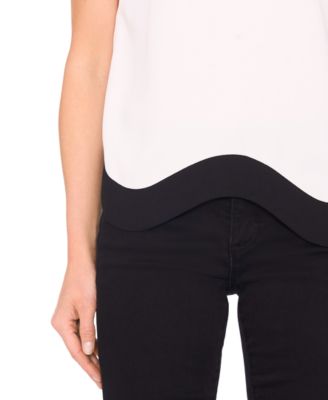 Women's Contrast-Hem Short-Sleeve Top