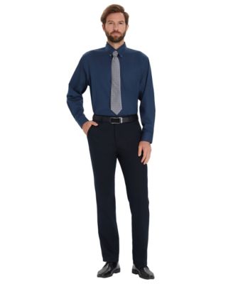 Men's Pinpoint Button Front Solid Dress Shirt