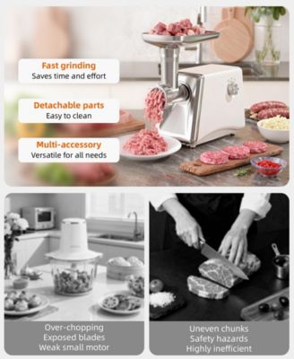 1200W Electric Meat Grinder with Sausage Tubes, Kibbe Kit, and Cleaning Brush