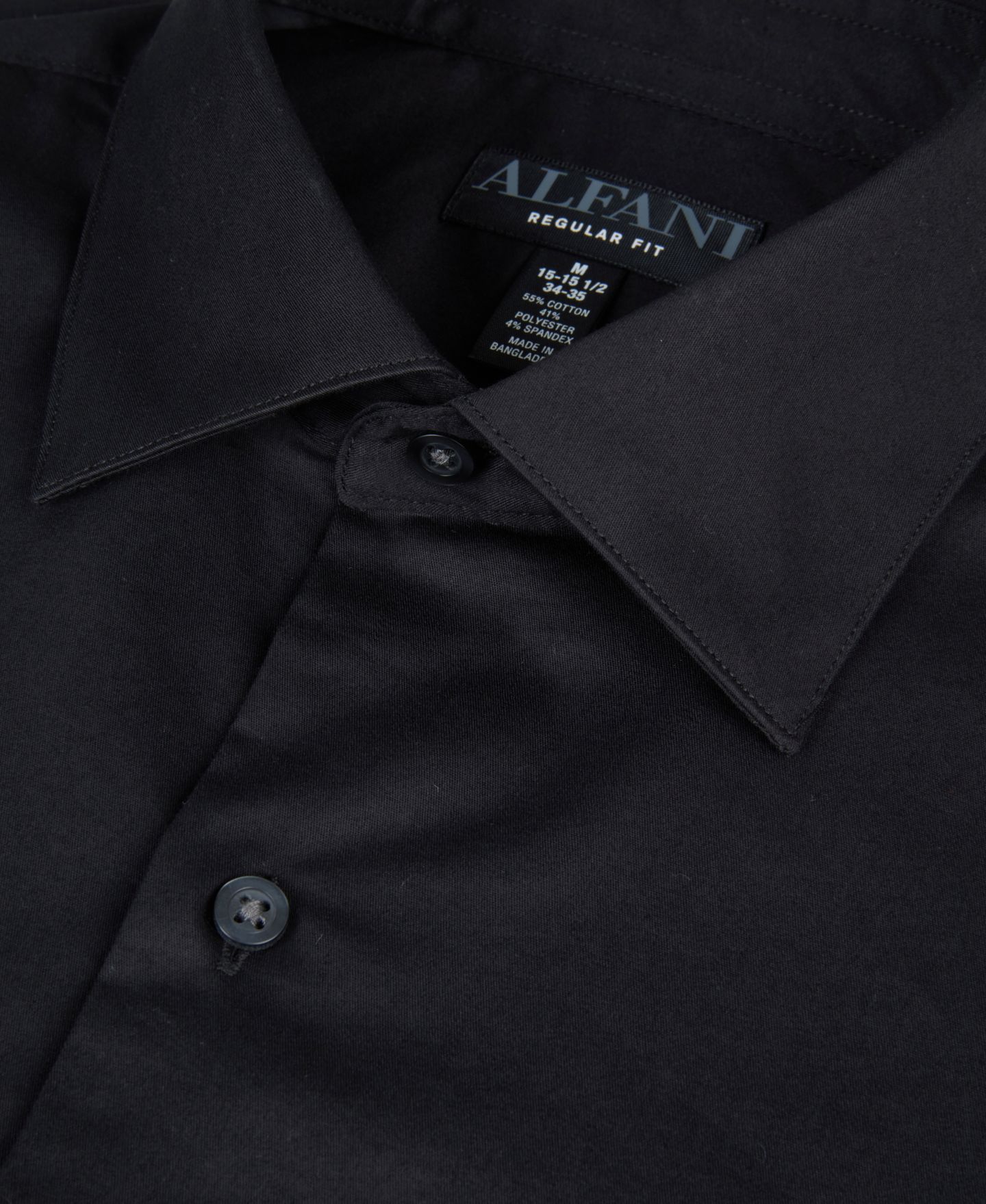 Мужская рубашка Alfani Solid Regular-Fit Dress Shirt, цвет: Чёрный — фото 7
