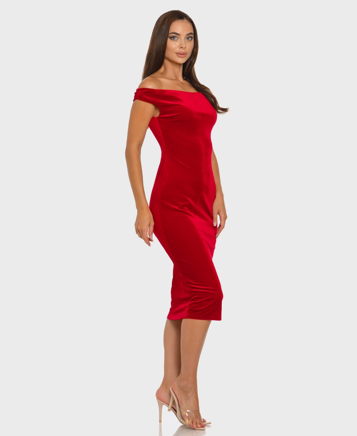B Darlin Juniors' Off-the-shoulder Midi Dress In Red