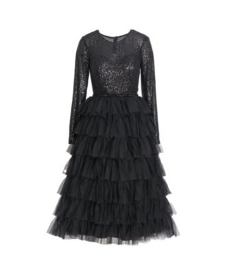 Women's Sequined Layered Tulle A-Line Cocktail Dress