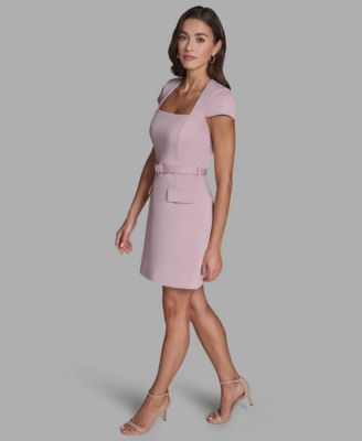 Women's Scuba Square Neck A-Line Dress