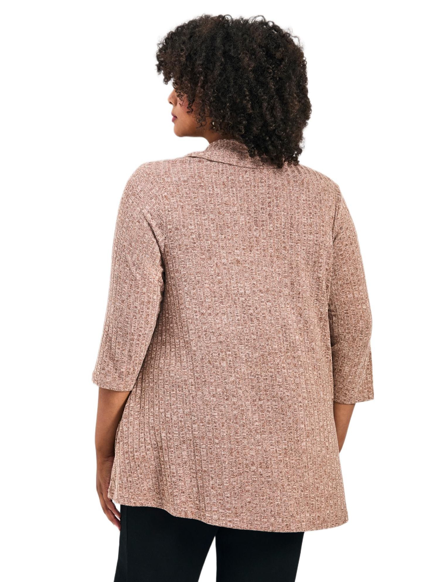 Женский топ Avenue Miley Rib Hacci Button Tunic, цвет: Каштановый — фото 2