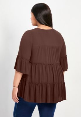 Women's Plus Size Amy Tiered Bell Sleeve Blouse