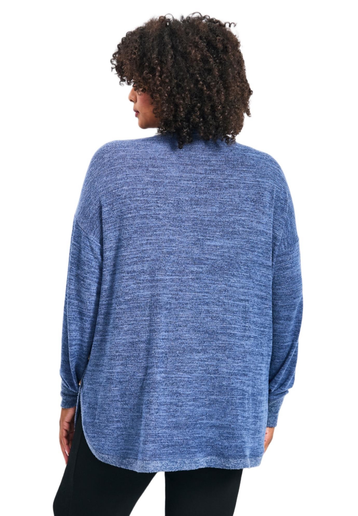 Avenue Women's Plus Bec Button Detail Hacci Top