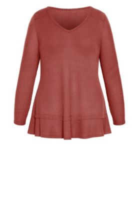 Women's Plus Size Waffle Ruffle Tunic