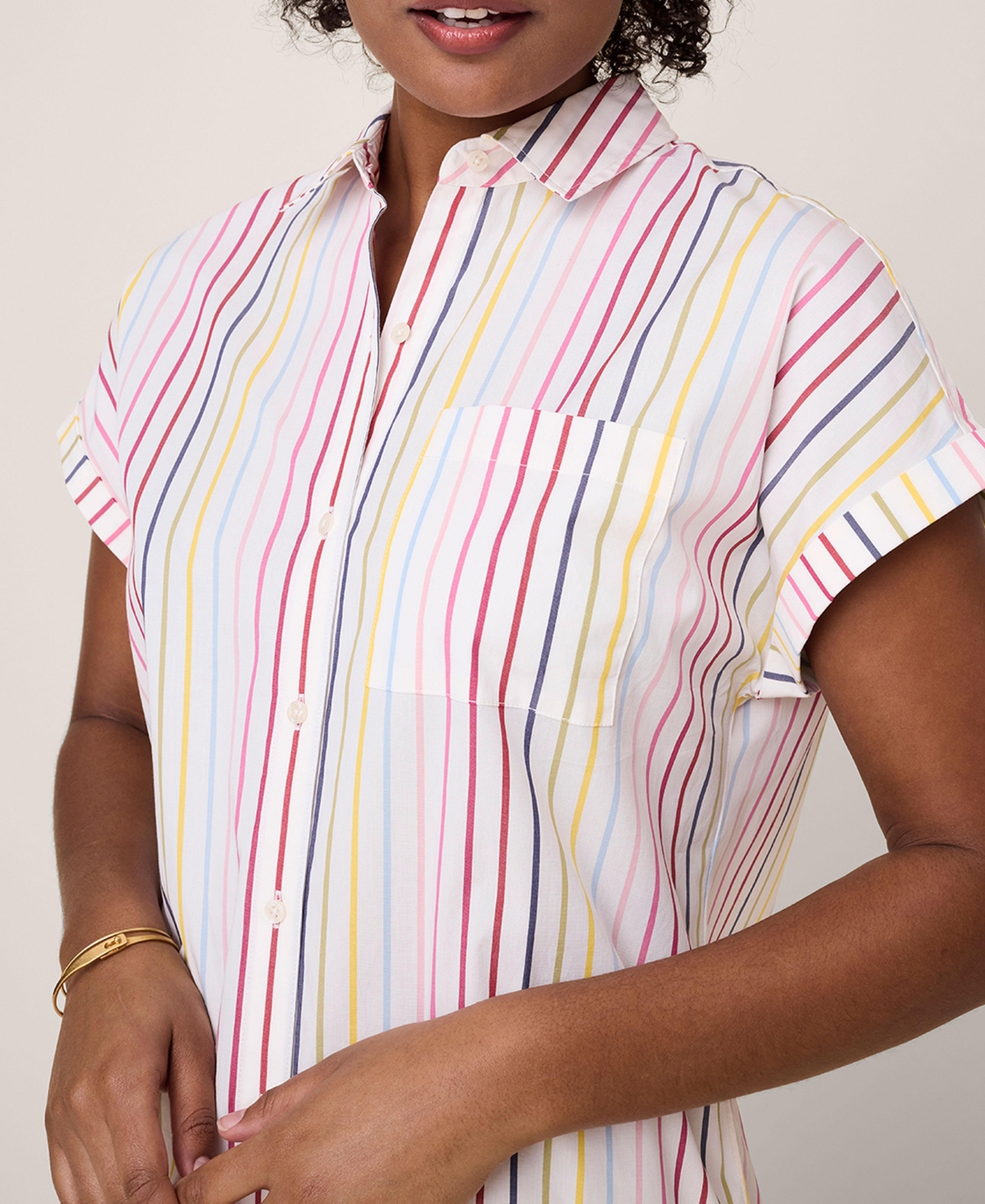 UNTUCKit Women's Cotton Stretch Short Sleeve Stripe Eleanor Dress