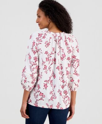 Women's Printed Smocked Knit Top