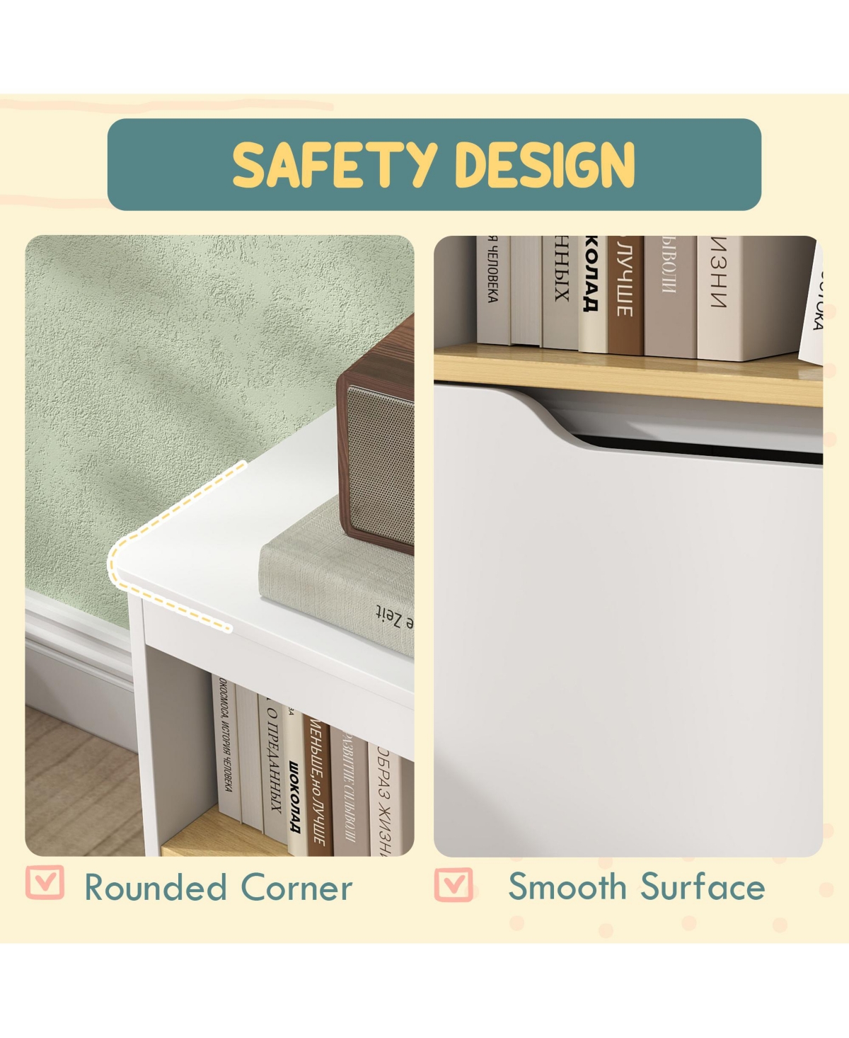 Qaba Toy Storage Organizer with 2 Drawers, Toy Shelf, Large Top,