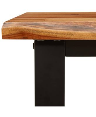 Bench Natural Wood and Black Solid Acacia Wood, Powder-Coated Steel