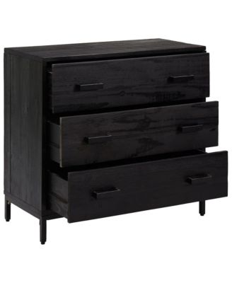 Chest of Drawers Black Solid pine wood, engineered wood, metal