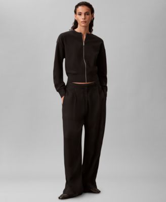 Women's Crewneck Zip Front Cardigan Jacket