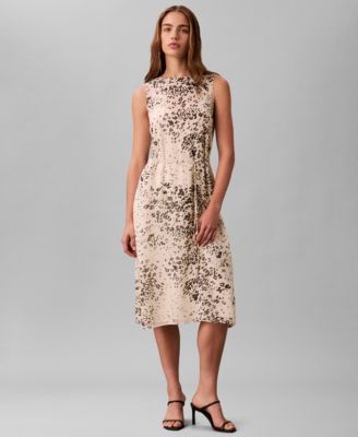 Calvin Klein - Women's Sleeveless Printed Chiffon Midi Dress