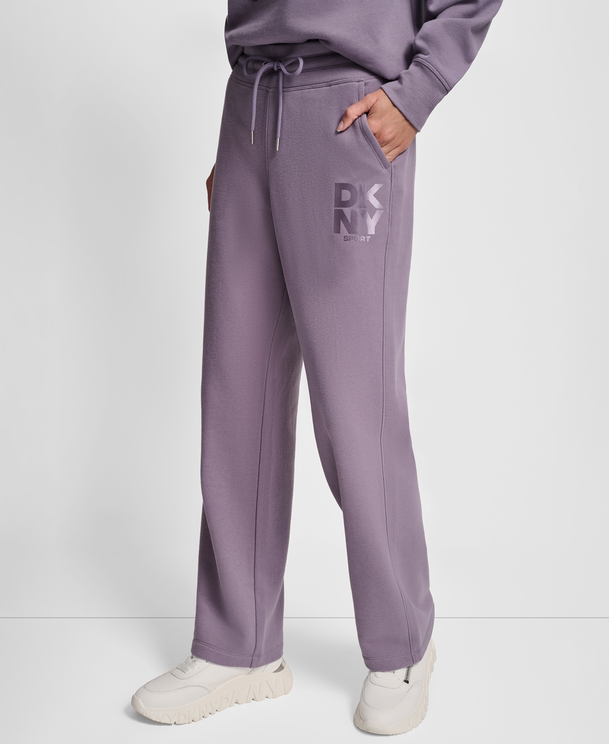 Dkny Women's Sport Stacked Transfer Logo Track Pants In Purple
