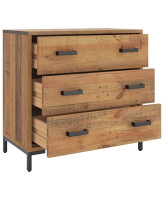 Chest Of Drawers Natural Pine Solid pinewood, engineered wood, metal