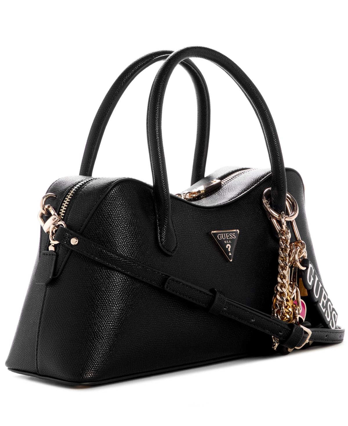 Guess Davina Medium Satchel Bag In Black
