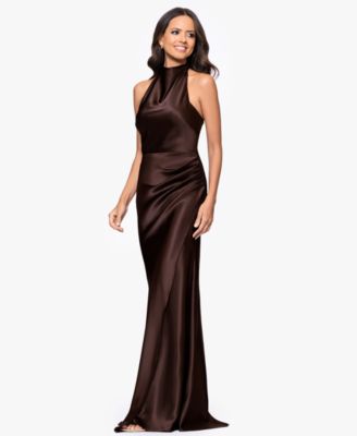 Women's Cowl Halter Neck Charmeuse Long Dress