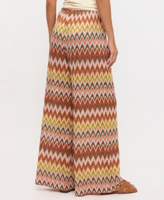 Women's Knit Sonic Wave Printed Wide Leg Swim Pants