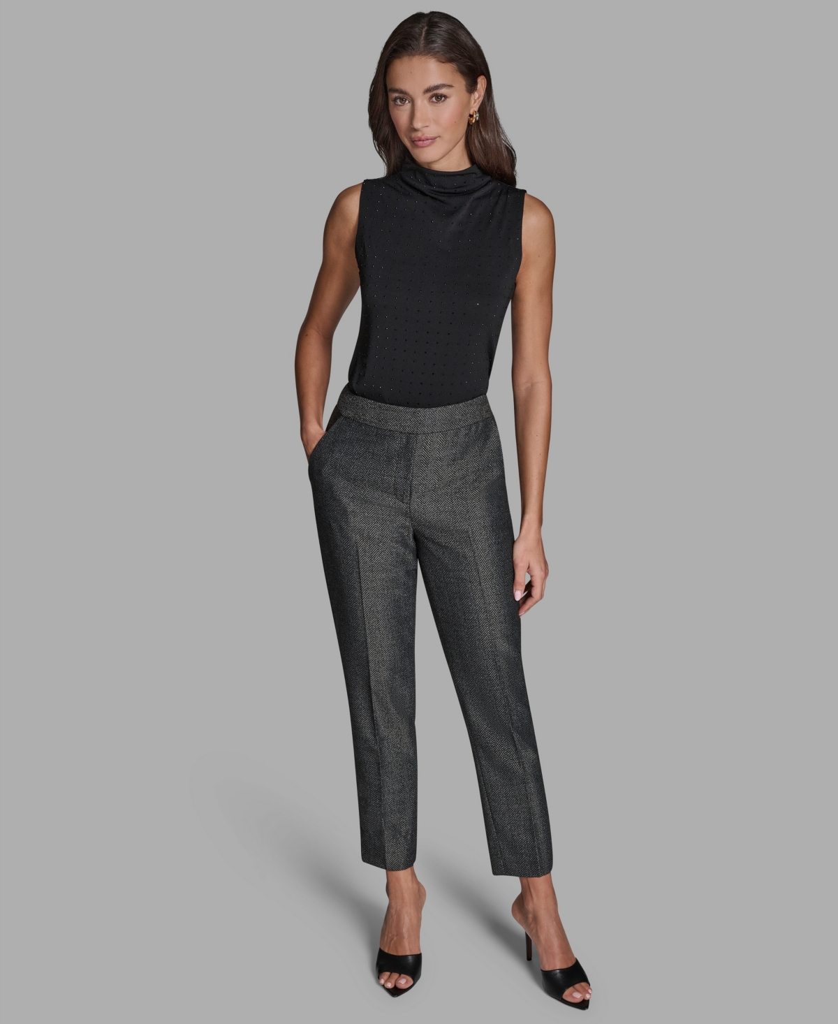 Bcbg Women's High-rise Straight Novelty Pants In Gray