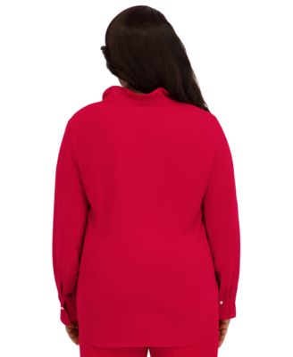 Women's V-Neck Long-Sleeve Top, Regular and Plus Size